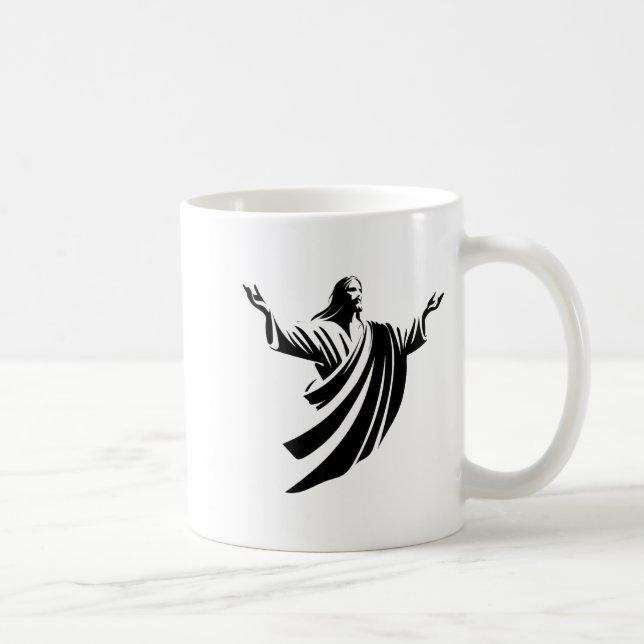 Mug Illustration Of Jesus Christ Shadow With Open Arms (Droite)