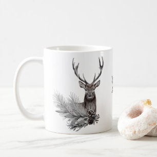 Mug Illustration personnalisée de cerfs rustiques