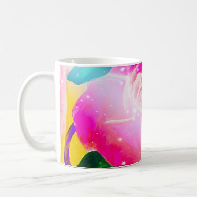 Mug Illustration rose d'orig de faisceaux d'étoile par (Gauche)