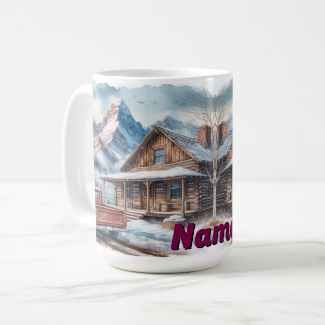 Mug Illustration Rustic Mountain Cabine (Devant gauche)