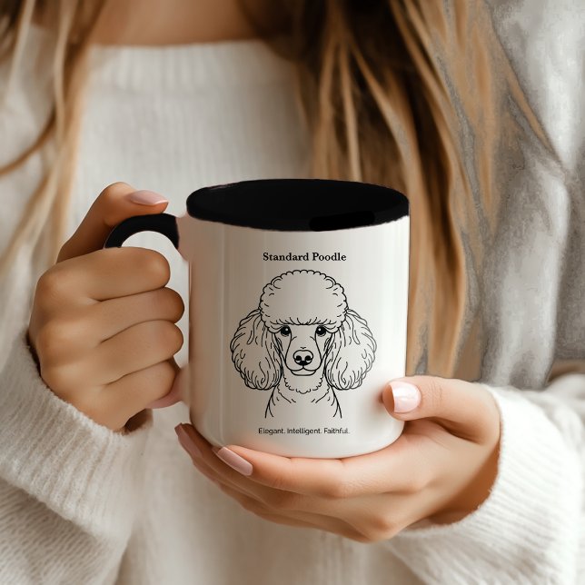 Mug Illustration Standard Poodle Portrait Black Line (Créateur téléchargé)
