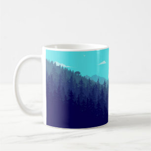 Mug Illustration Vintage du lever du soleil de la forê