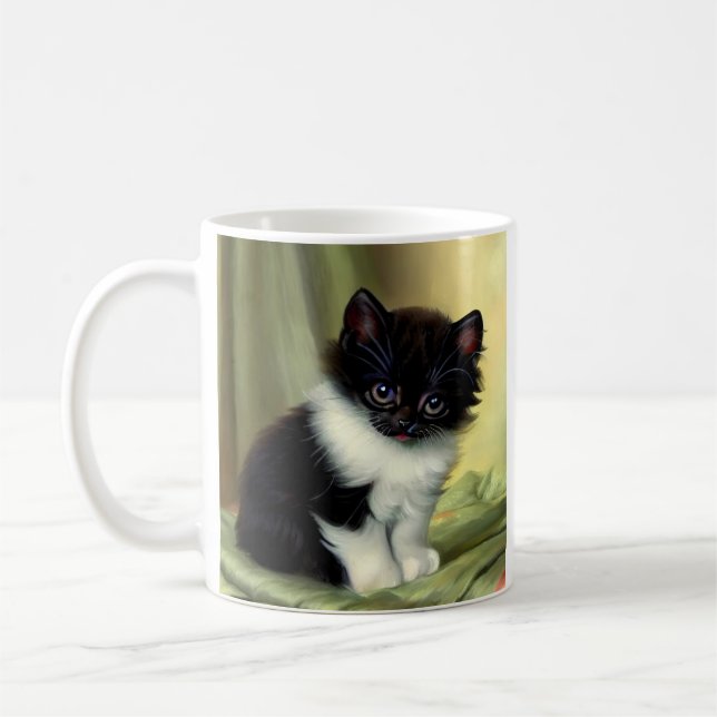 Mug Illustration vintage Tuxedo Kitten (Gauche)