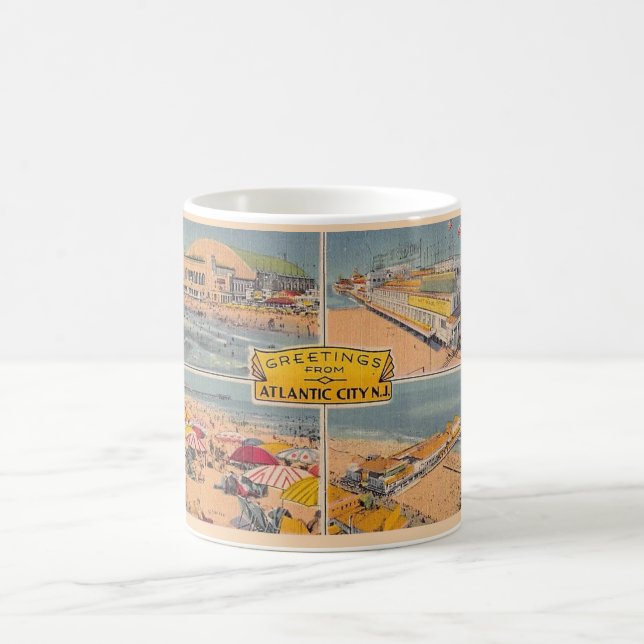 Mug illustré de vintage Atlantic City (Centre)