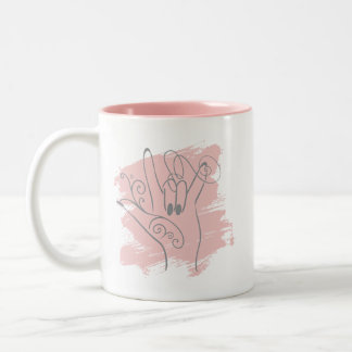 Mug illustré en ASL - Personnalisé Rose