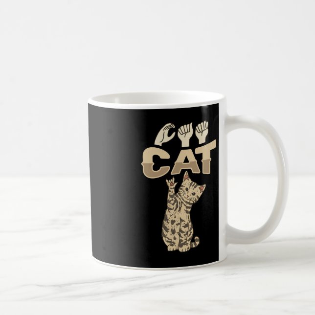 Mug ILY Cat ASL Geste main sourde perte d'audition (Droite)