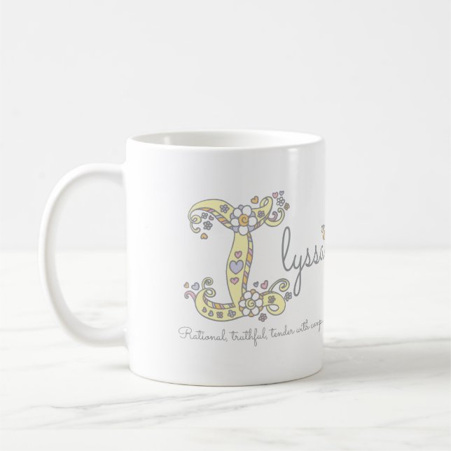 Mug Ilyssa lettre Je m'appelle signifiant monogramme m (Gauche)