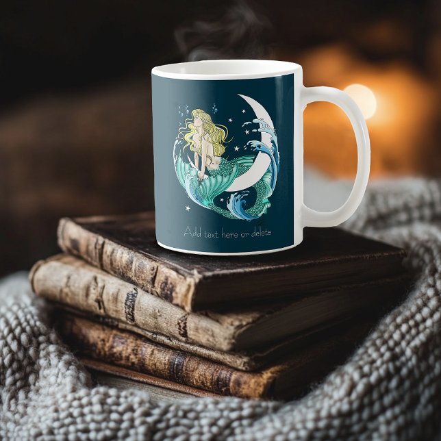 Mug Imaginaire Art déco de la lune de sirène de Blonde (Créateur téléchargé)