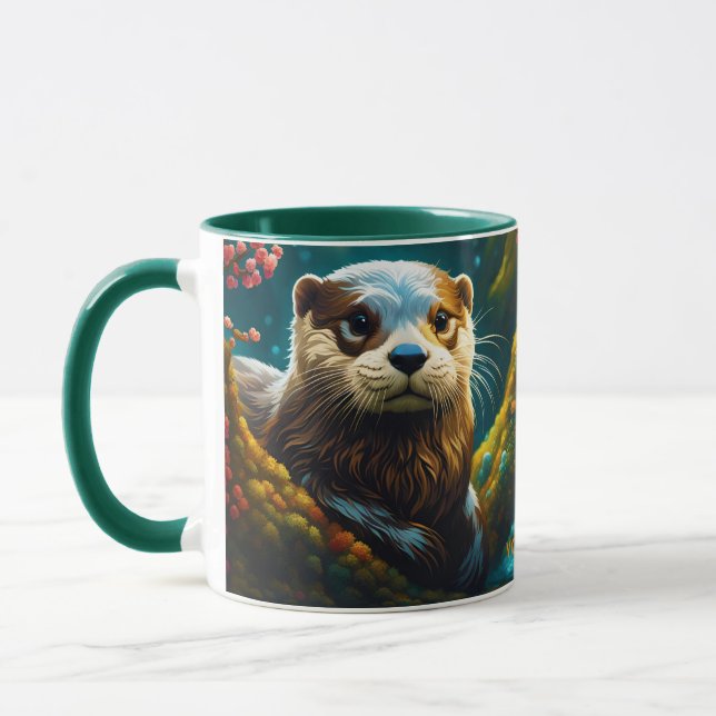Mug Imaginaire Cute Vivid Majestic Otter Fleurs (Gauche)
