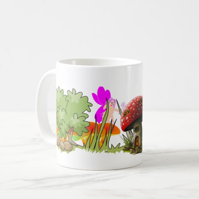 Mug Imaginaire Fée violette avec champignons magiques (Devant gauche)