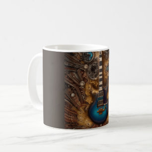 Mug Imaginaire Steampunk Vintage Blue Guitare Aquarell