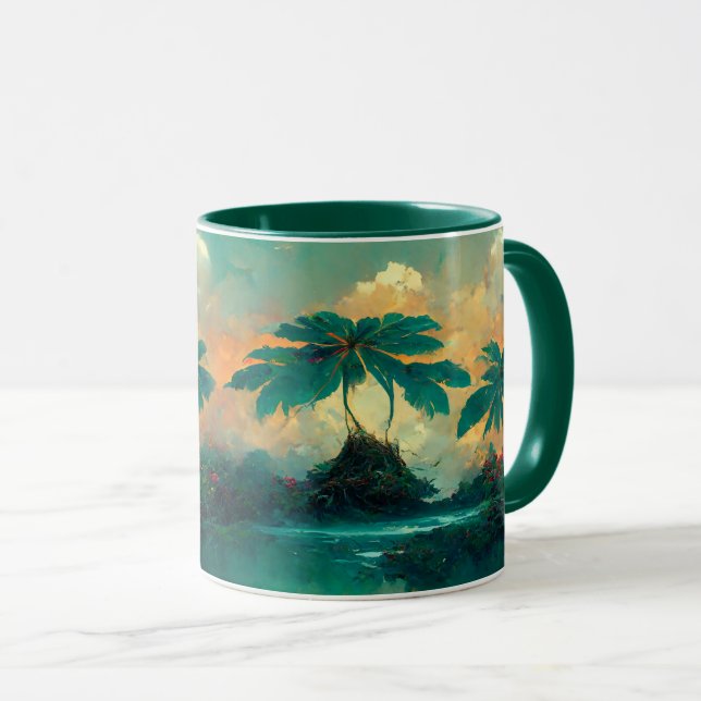 Mug Imaginaire tropical Mer & Palmiers (Devant droit)