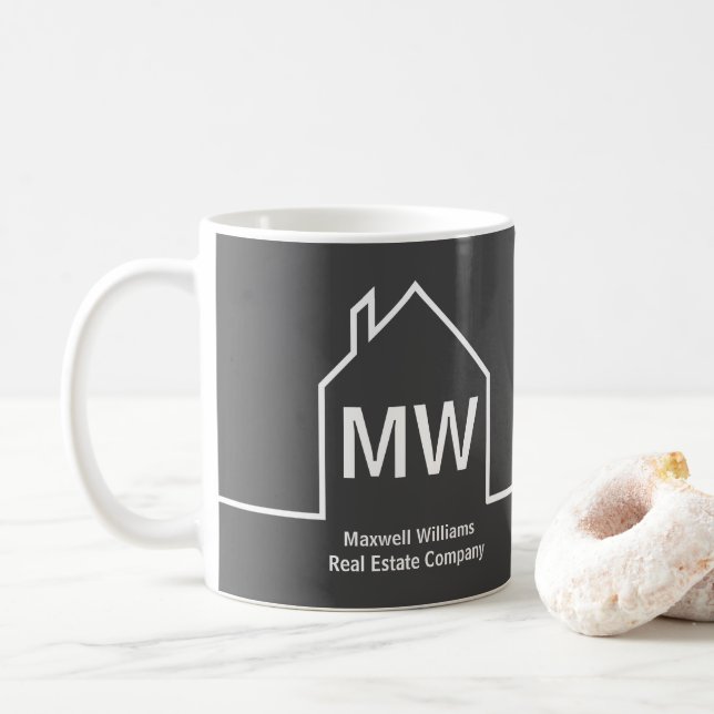 Mug Immobilier Société Personnalisé Dark Grey Realtor (Avec donut)