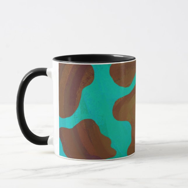 Mug Impression Brown et Turquoise de vache (Gauche)