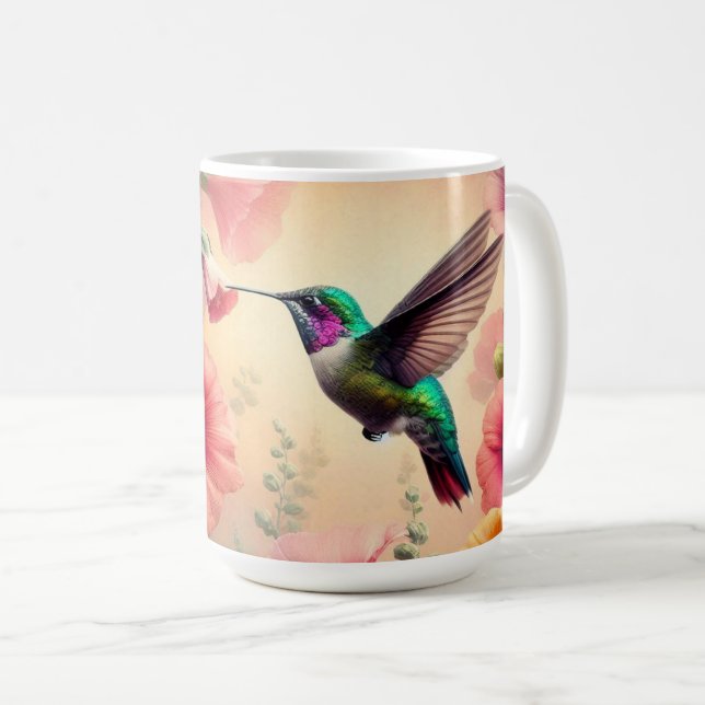 Mug Impression couleur colibri avec design floral (Devant droit)