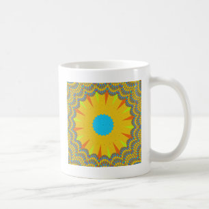 Mug Impression Cyan et Gold Mandala Art