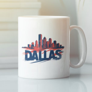 Mug Impression d'art aquarelle de la skyline de Dallas