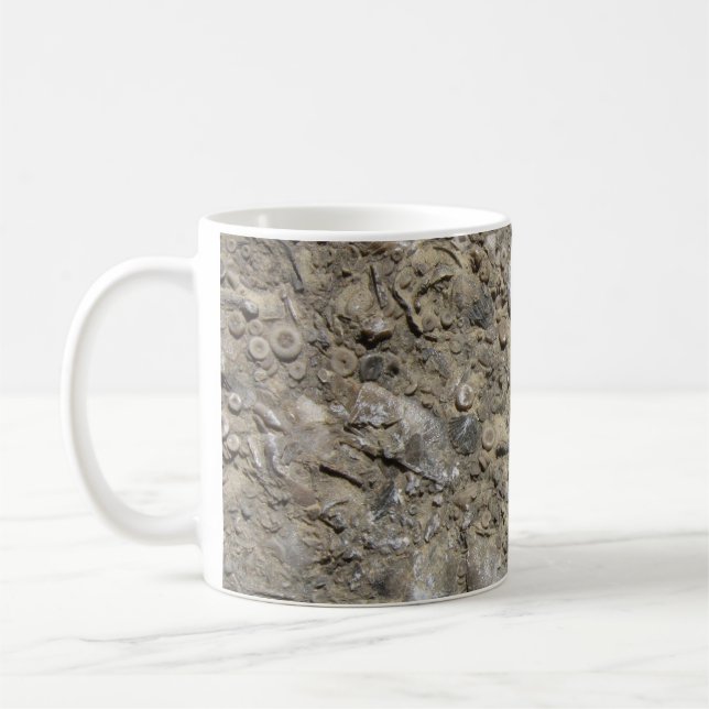 Mug Impression de calcaire de hachage fossile (Gauche)