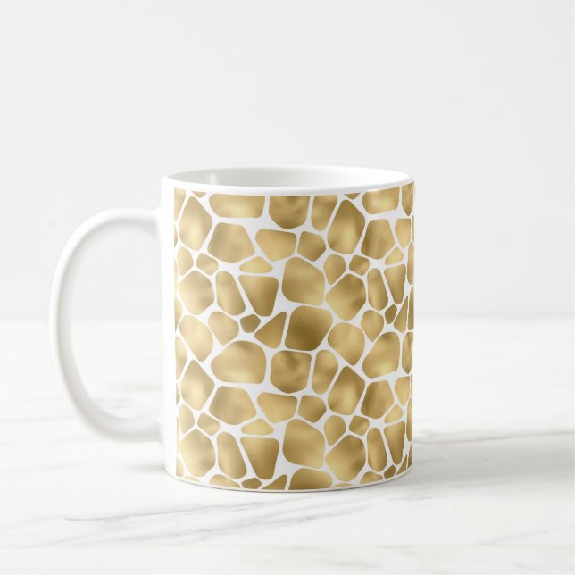 Mug Impression de girafe blanc et or (Gauche)