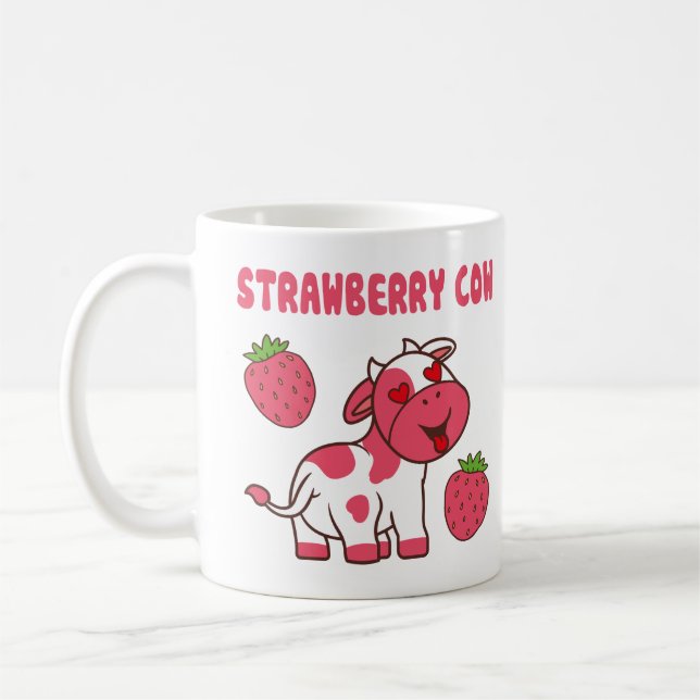 Mug Impression de la vache à fraise mignonne (Gauche)