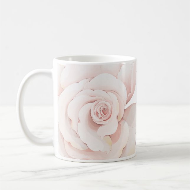 Mug Impression de rose blanche illustrée à la main (Gauche)