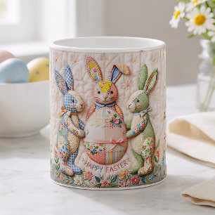 Mug Impression de style courtepoint de lapin de Pâques