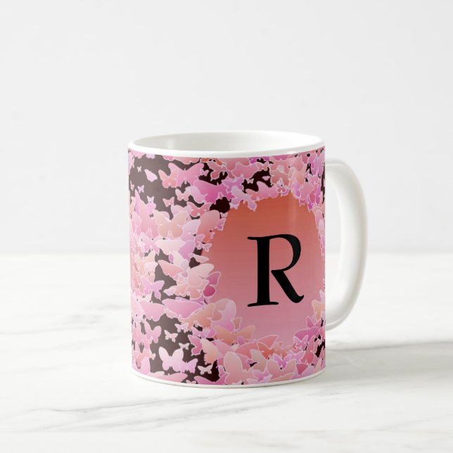 Mug Impression papillon avec monogramme (Devant droit)