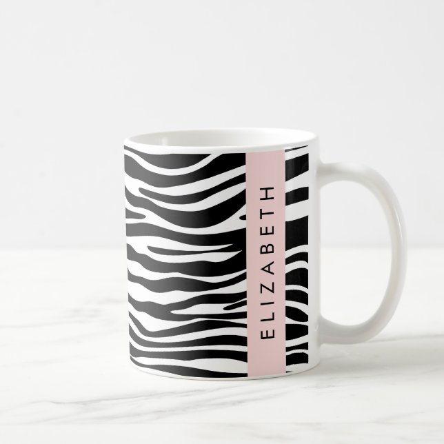Mug Impression Zèbre, Grilles, Noir Et Blanc, Votre No (Droite)