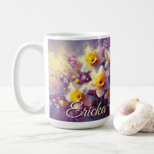 Mug Impressionniste Daffodil Floral Purple Personnalis