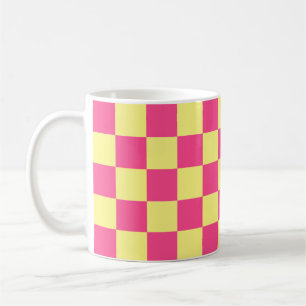 Mug Imprimé à carreaux rose et jaune