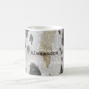 Mug Imprimé animalier vache or noir blanc scintillant