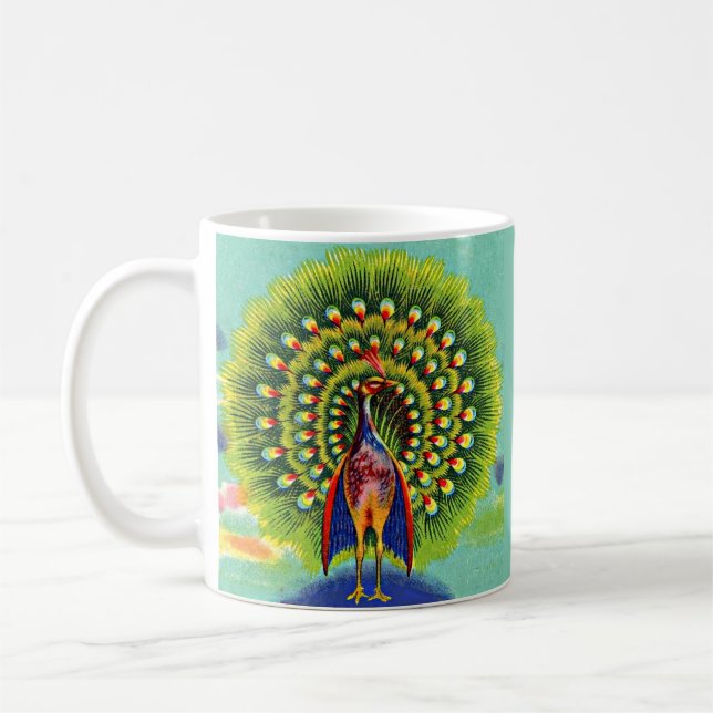 Mug imprimé de paon amusant (Gauche)