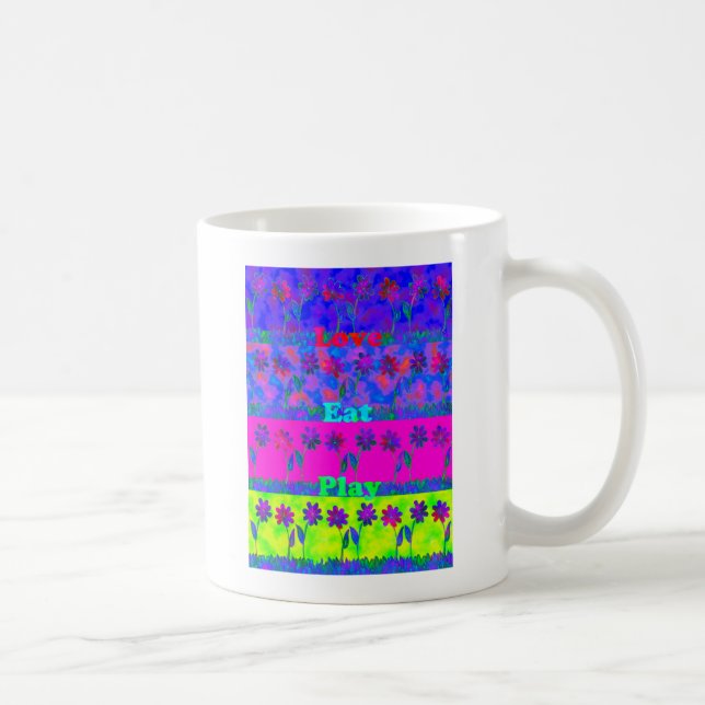 Mug Imprimer Art Motivational Vibrant "Eat Love & Play (Droite)