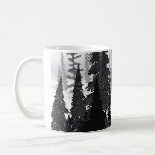 Mug Imprimer l'aquarelle de la forêt de pin monochrome