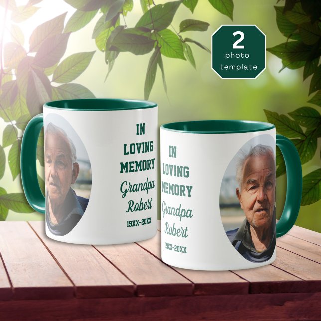 Mug In Loving Memory 2 Photo Memorial Keepsake Green (Créateur téléchargé)