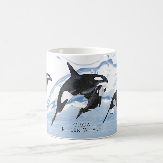 Mug Incroyable Orques d'aquarelle noire et blanche (Centre)
