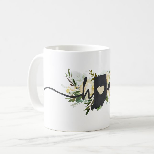 Mug Indiana State Personnalisé Your Home City Rustic (Devant gauche)