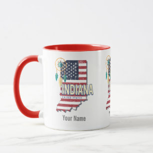 Mug Indiana State United States Retro Map Vintage USA