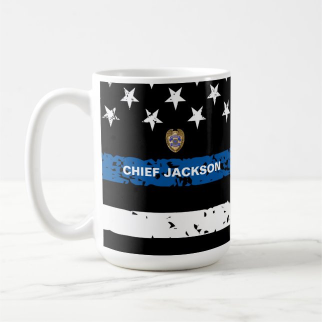Mug Indicateur de la ligne bleue mince (Gauche)