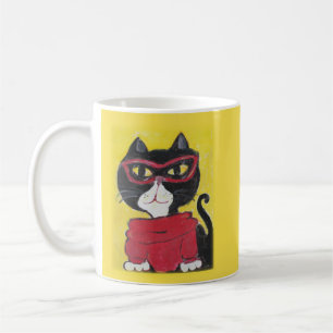 Mug Indie Folk Art Turtleneck Peinture Chat amusant