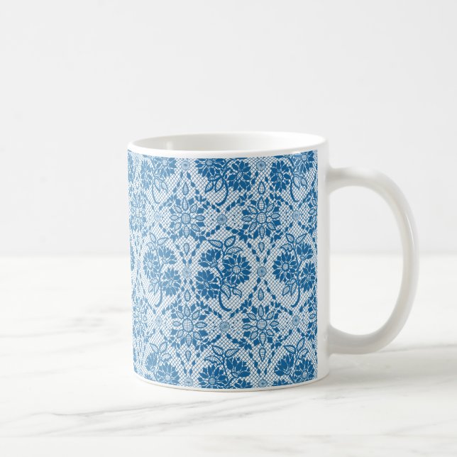 Mug Indigo Blue Floral Faux Lace Motif (Droite)