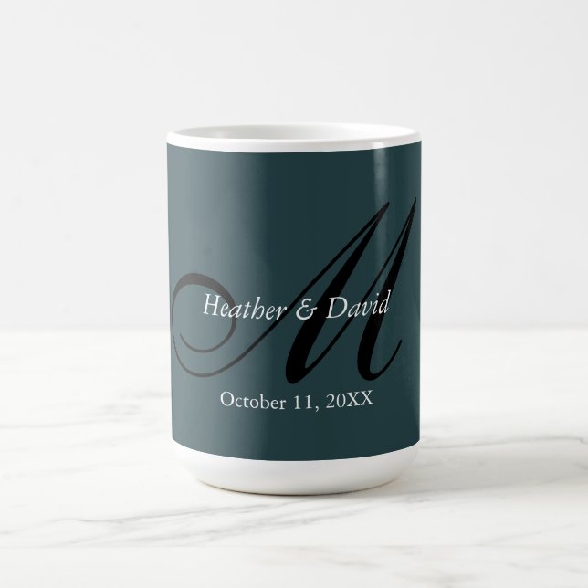 Mug Indigo Color Stylo mignon Monogram Mariage (Centre)