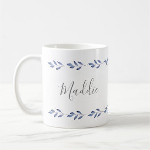 Mug Indigo Watercolor Feuilles Garland