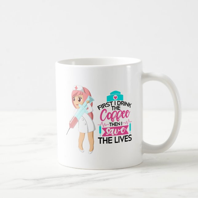 Mug Infirmière amusante qui dit avec une grande aiguil (Droite)