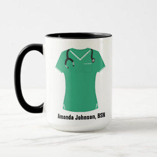 Mug Infirmière BSN personnalisée Praticien Aqua Scrubs