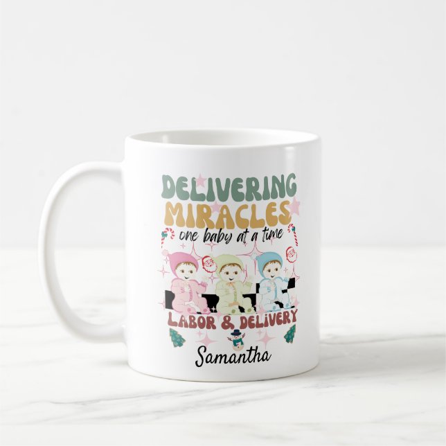 Mug Infirmière de la main-d'oeuvre rétro et de la livr (Gauche)