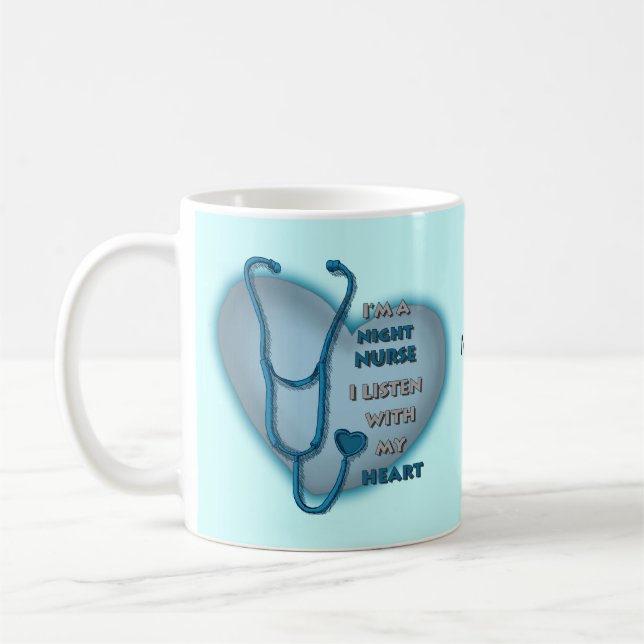 Mug Infirmière de nuit du Coeur bleu (Gauche)