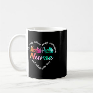 Mug Infirmière en santé mentale Cœur Nuage de mots Aqu