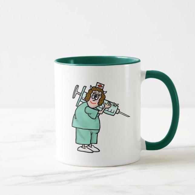 Mug Infirmière En Tenue Chirurgicale Avec Grosse Serin (Droite)