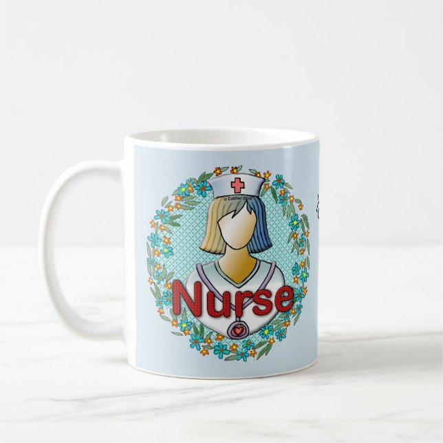 Mug Infirmière florale cool  (Gauche)